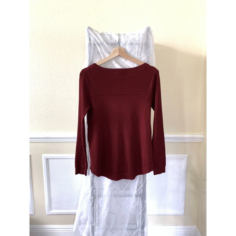 Cable & Gauge Crewneck Burgundy Long Sleeve Sweater